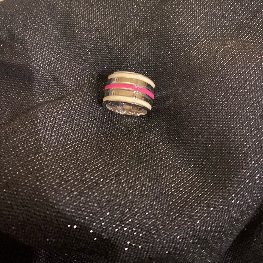 White/pink/Silver Ring Size 7